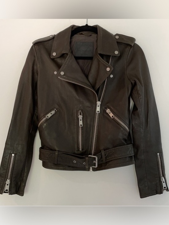 All Saints Jackets & Blazers - ALLSAINTS Balfern Leather Biker Jacket Dark Olive-Brown Moto Jacket - RARE COLOR